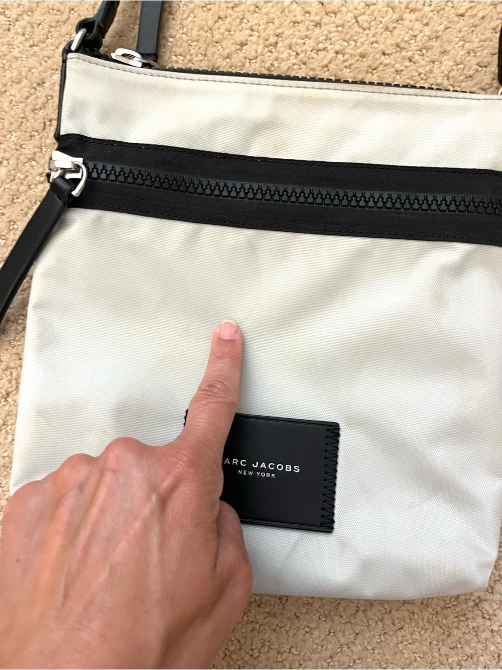 Marc Jacobs Light Gray and Black Nylon Canvas Crossbody Bag - Picture 10 of 14